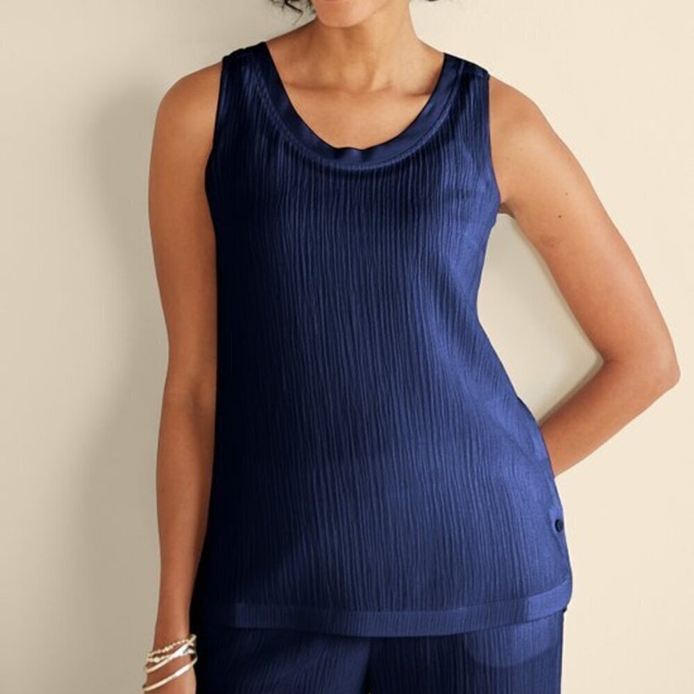 Soft Surroundings Size M Oceo Gauze Tank and Topper Set in Navy Blue NEW! - Picture 2 of 16